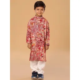 The Mini Trunk Boys Floral Printed Band Collar Kurta With Trousers-picture-27