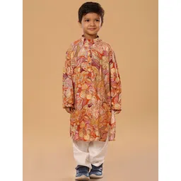 The Mini Trunk Boys Floral Printed Band Collar Kurta With Trousers-picture-39