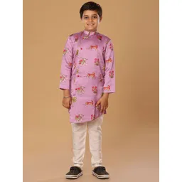 The Mini Trunk Boys Floral Printed Mandarin Collar Kurta with Trousers-picture-31