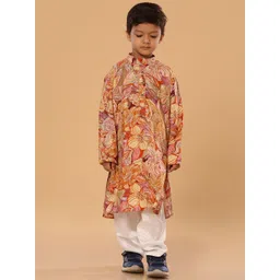 The Mini Trunk Boys Floral Printed Mandarin Collar Regular Kurta with Trousers-picture-20