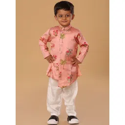 The Mini Trunk Boys Floral Printed Mandarin Collar Straight Kurta With Trouser-picture-18