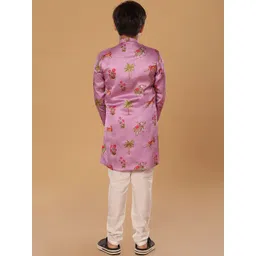 The Mini Trunk Boys Floral Printed Mandarin Collar Straight Kurta With Trousers image 2