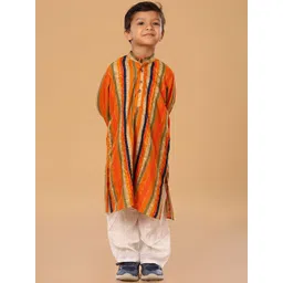 The Mini Trunk Boys Striped Band Collar Straight Kurta With Trousers-picture-41