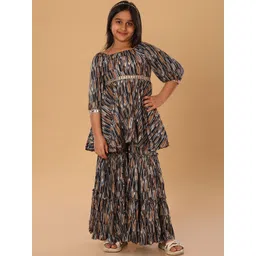 The Mini Trunk Girls Abstract Printed Kurta with Sharara-picture-44