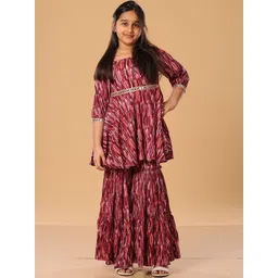 The Mini Trunk Girls Abstract Printed Kurta with Sharara-picture-25