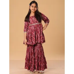 The Mini Trunk Girls Abstract Printed Kurti with Sharara-picture-37