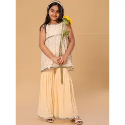 The Mini Trunk Girls Ethnic Motifs Embroidered Regular Mirror Work Kurti with Palazzos-picture-10