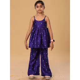 The Mini Trunk Girls Floral Embroidered Kurta with Palazzo-picture-47