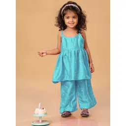 The Mini Trunk Girls Floral Embroidered Kurta with Palazzo-picture-18