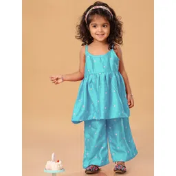 The Mini Trunk Girls Floral Printed Round Neck A-Line Kurta With Palazzos-picture-40