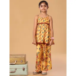 The Mini Trunk Girls Floral Printed Shoulder Straps A-Line Kurta With Palazzo-picture-42