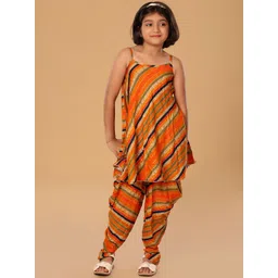 The Mini Trunk Girls Floral Printed Square Neck Gotta Patti Kurti With Dhoti Pants-picture-38