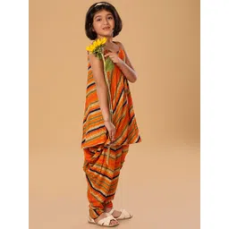 The Mini Trunk Girls Striped Shoulder Straps Kurti with Dhoti Pants image 3