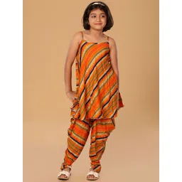 The Mini Trunk Girls Striped Shoulder Straps Kurti with Dhoti Pants image 1