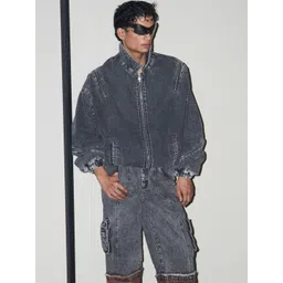 the Misnomer Unisex Washed Polyester Longline Denim Jacket-picture-13