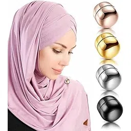 the modest store Set of 4 Round Glossy Magnetic Brooch | Button | Saree Pin | Hijab Pins For Women | Girls (4 pair)-picture-10