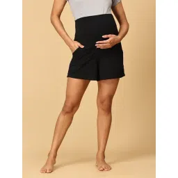 The Mom Store Black Cotton Solid Shorts-picture-11