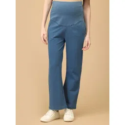 The Mom Store Blue Cotton Lycra Solid Jeans-picture-10