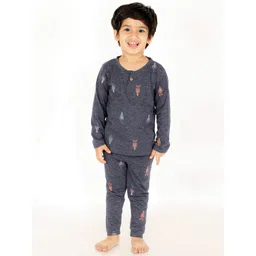 The Mom Store Boys Blue & Orange Printed Pure Cotton T-shirt with Pyjamas-picture-35