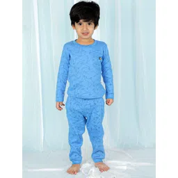The Mom Store Boys Blue Printed Pure Cotton T-shirt with Pyjamas-picture-46