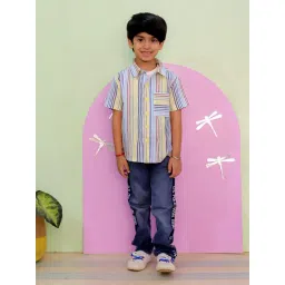 The Mom Store Boys Multicolor Cotton Striped Shirt-picture-10