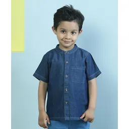 The Mom Store Cotton Chambray Solid Shirt - Dark Blue-picture-10