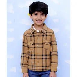 The Mom Store Cotton Full Sleeves Flannel Plaid Checked Shirt - Mustard-picture-18