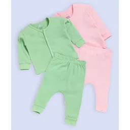 The Mom Store Cotton Knit Pack Of 2 Full Sleeves Solid Jhablas & Pajamas Set - Multi Colour-image-37