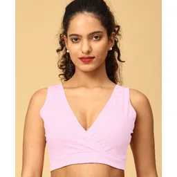 The Mom Store Cotton Knit Pack Of 3 Solid Maternity Nursing Sleep Bras - Blue Pink & Black image 4