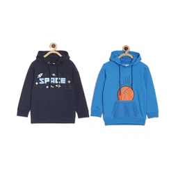 The Mom Store Cotton Pack Of 2 Full Sleeves Basketball & Space Theme Printed Hooded Sweatshirts - Multi Colour-image-25