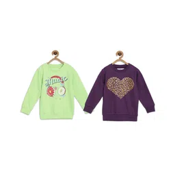 The Mom Store Cotton Pack Of 2 Full Sleeves Heart & Text Printed Sweatshirts - Multi Colour-image-27
