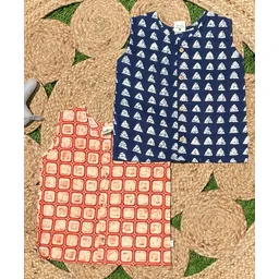 The Mom Store Cotton Pack Of 2 Sleeveless Abstract Printed Jhablas - Multi Colour-image-29