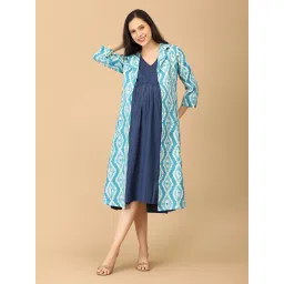 The Mom Store Cotton Sky Blue The Limit Maternity Dress with Shacket-picture-12
