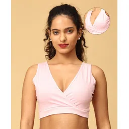 The Mom Store Cotton Sleeveless Solid Maternity Nursing Sleep Bra - Rose Pink-picture-22