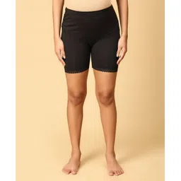The Mom Store Cotton Solid High Waist Maternity Shorts - Black-picture-17