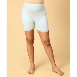 The Mom Store Cotton Solid High Waist Maternity Shorts -Sky Blue image 1