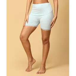 The Mom Store Cotton Solid High Waist Maternity Shorts -Sky Blue image 4