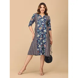 The Mom Store Floral Printed Maternity A-Line Midi Dress-picture-18