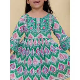 The Mom Store Girls Ethnic Motifs Printed Gotta Patti Pure Cotton Kurta With Sharara image 2