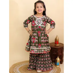 The Mom Store Girls Ethnic Motifs Printed Pure Cotton Kurta with Palazzos-picture-18