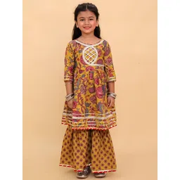 The Mom Store Girls Floral Printed Angrakha Kurti With Sharara-picture-49