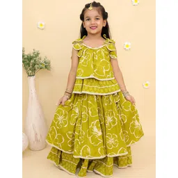 The Mom Store Girls Floral Printed Cotton Lehenga With Choli-picture-40