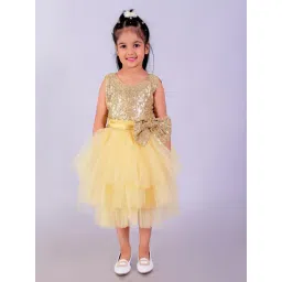 The Mom Store Girls Gold Embellished Party Dress-picture-12