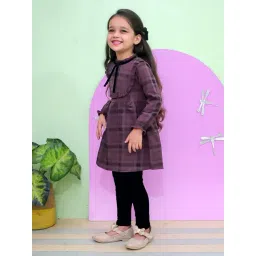 The Mom Store Girls Maroon Cotton Dress image 3