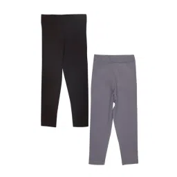 The Mom Store Girls Multicolor Cotton Leggings - Pack of 2-image-19