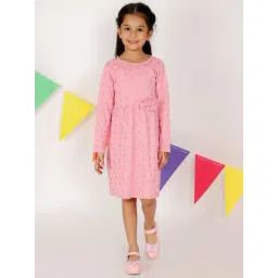 The Mom Store Girls Pink Cotton Printed Dress-picture-17