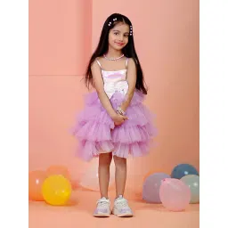 The Mom Store Girls Pink Embellished Party Dress-picture-33