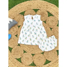 The Mom Store Girls Printed Fit and Flare with Bloomer Dress-picture-31