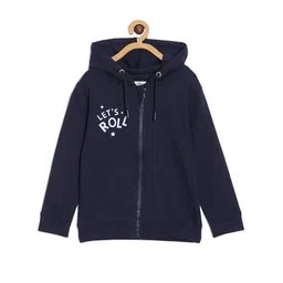 the mom store Girls Printed Regular Fit Hoodie with Zip-Front-picture-14