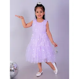 The Mom Store Girls Purple Embellished Party Dress-picture-20